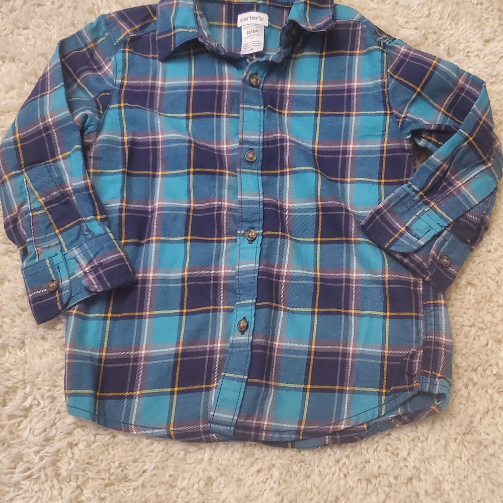 5 For $25‎ Carter's Plaid Button Up Shirt Toddler Size 3T Blue